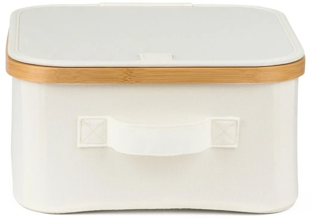 Úložný box G21 30 x 30 x 15 cm, bambusový s vekom, béžový