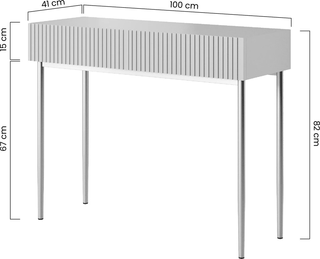 Toaletný stolík Nicole 100 cm so zásuvkami - biely mat / zlatá