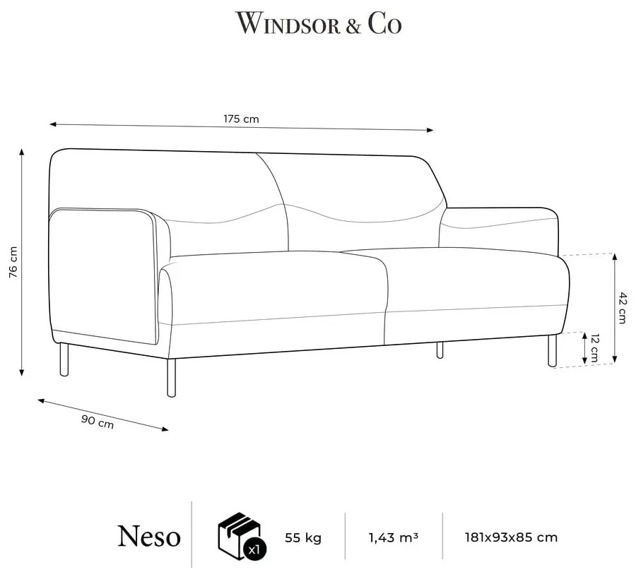 Modrá pohovka Windsor &amp; Co Sofas Neso, 175 cm