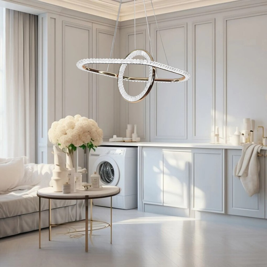 Toolight Toolight, LED závesné svietidlo 64x36 cm, 60W, G034-CP, zlatá lesklá, OSW-06301