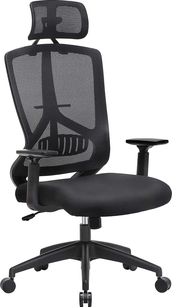 Kancelárska ergonomická stolička s bedrovou opierkou a s funkciou kolísania, čierna