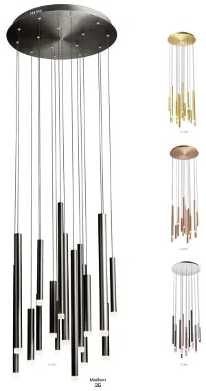 Redo 01-2061 - LED Luster na lanku MADISON 16xLED/4W/230V lesklý chróm/čierna/meď