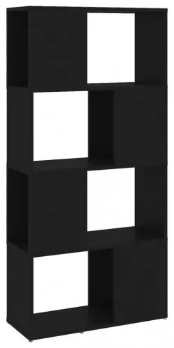 vidaXL Knižnica/deliaca stena čierna 60x24x124,5 cm drevotrieska-