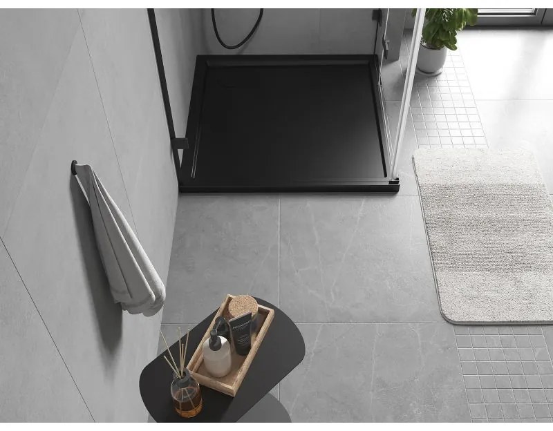 Mexen Flow Slim, štvorcová sprchová vanička 85 x 85 cm, čierna matná, 46S708585