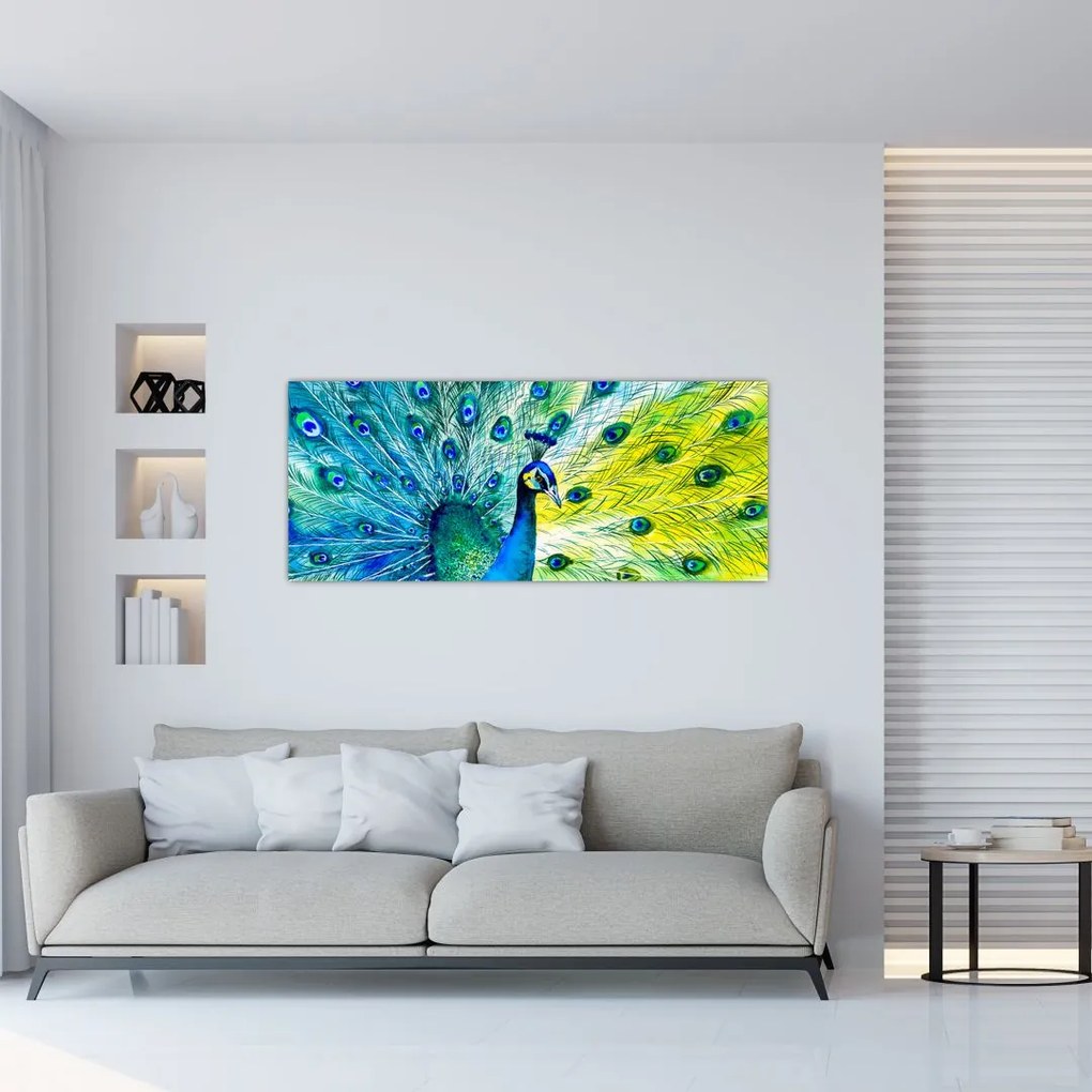 Obraz páva (120x50 cm)