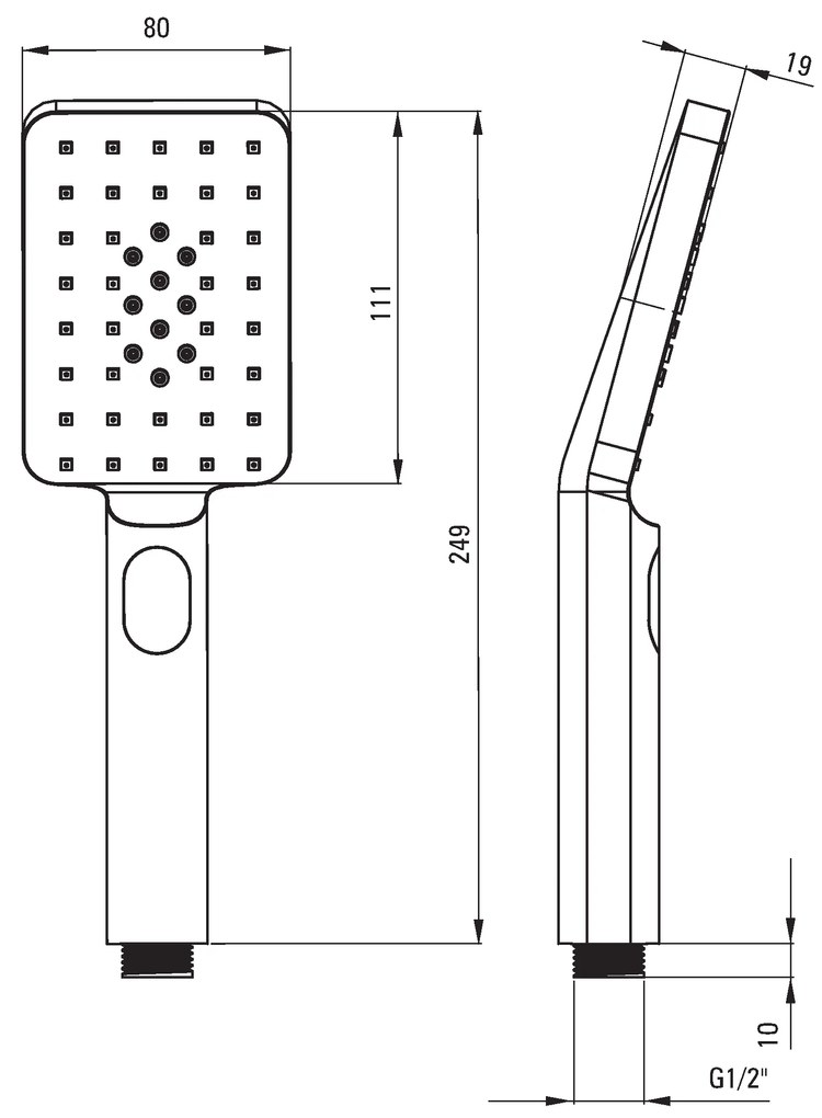 Deante Anemon, sprchový stĺp 80cm s 3-funkčnou ručnou hlavicou a sprchovou hadicou 150cm, čierna, NCZ_N51K