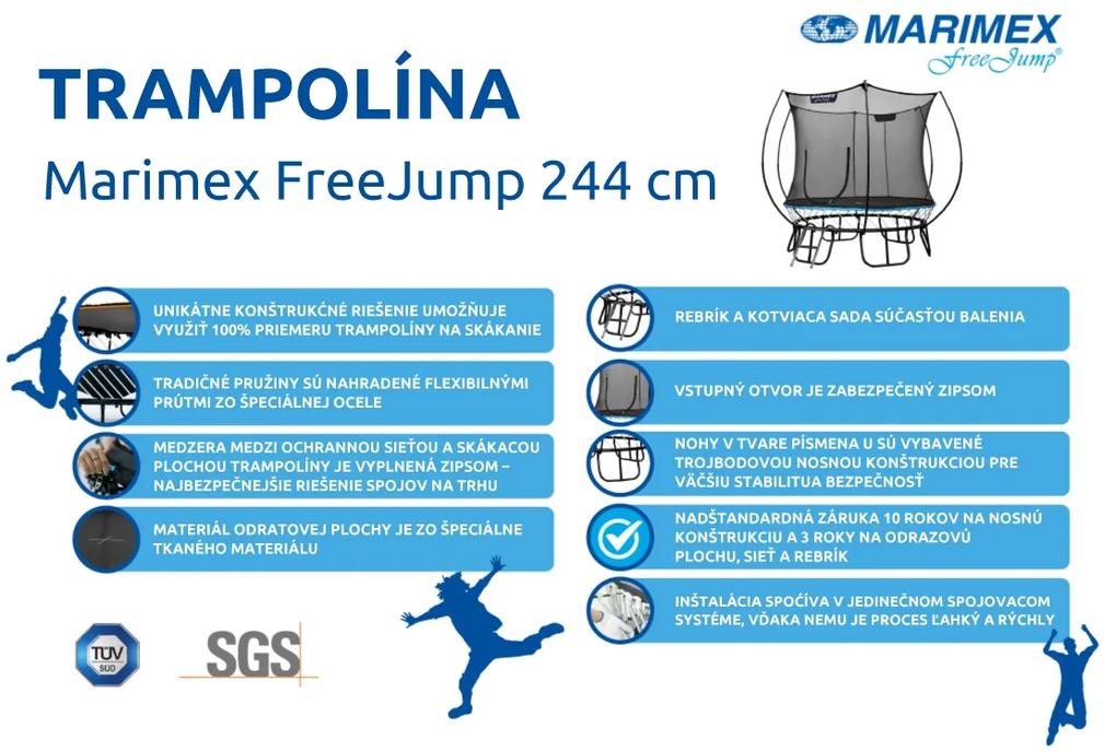 Marimex | Trampolína Marimex FreeJump 244 cm + ochranná sieť + schodíky + kotviaca sada ZADARMO | 19000107