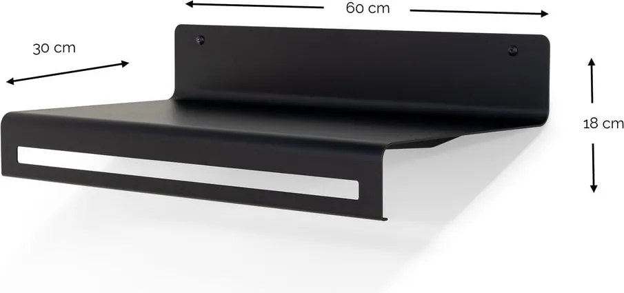 Čierny kovový nástenný vešiak s poličkou 60 cm Sway – Spinder Design