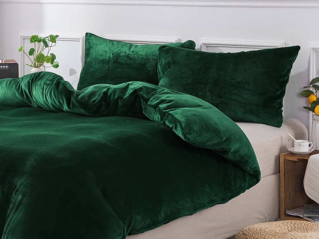 XPOSE® Prodloužené mikroplyšové obliečky JORGA Exclusive - tmavě zelené