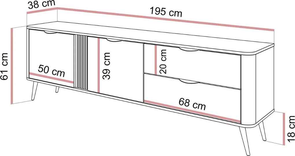 TV STOLÍK VALMONT DUB DUNIN 195 cm