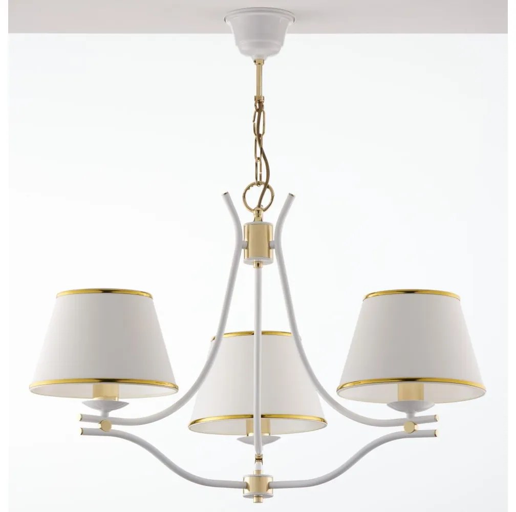 Jupiter 2085 - Luster na reťazi SAMBA 3xE27/15W/230V biela/zlatá