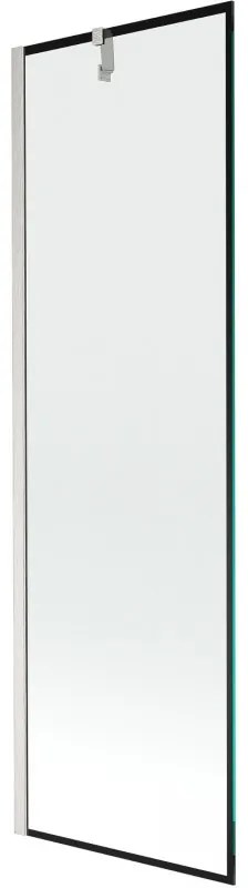 Mexen Next, 1-krídlová vaňová zástena 60 x 150 cm, 6mm číre sklo - čierny vzor, oceľová, 895-060-000-00-70-97