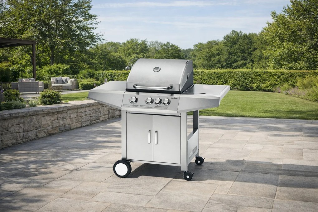 Plynový gril BestBerg BBBQ-23ST / 4 horáky / 12,6 kW / strieborná