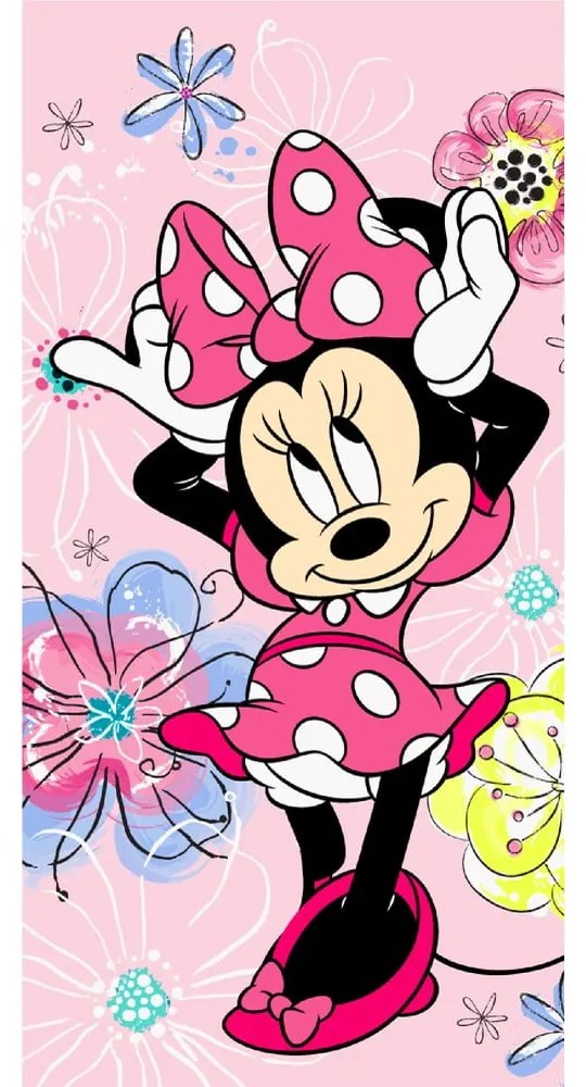 Ružová bavlnená detská osuška 70x140 cm Minnie "Pink bow" – Jerry Fabrics