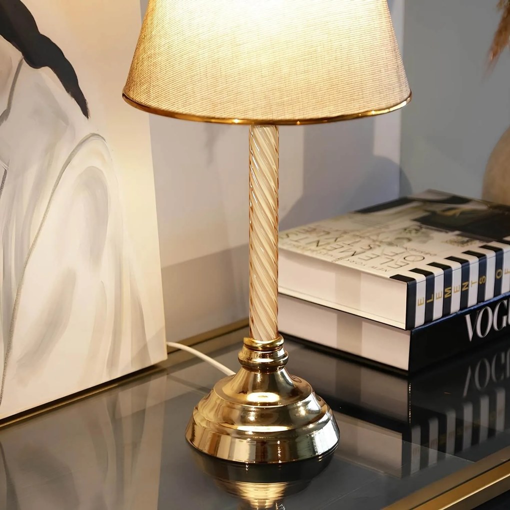 Stolná lampa Denis béžová/zlatá II