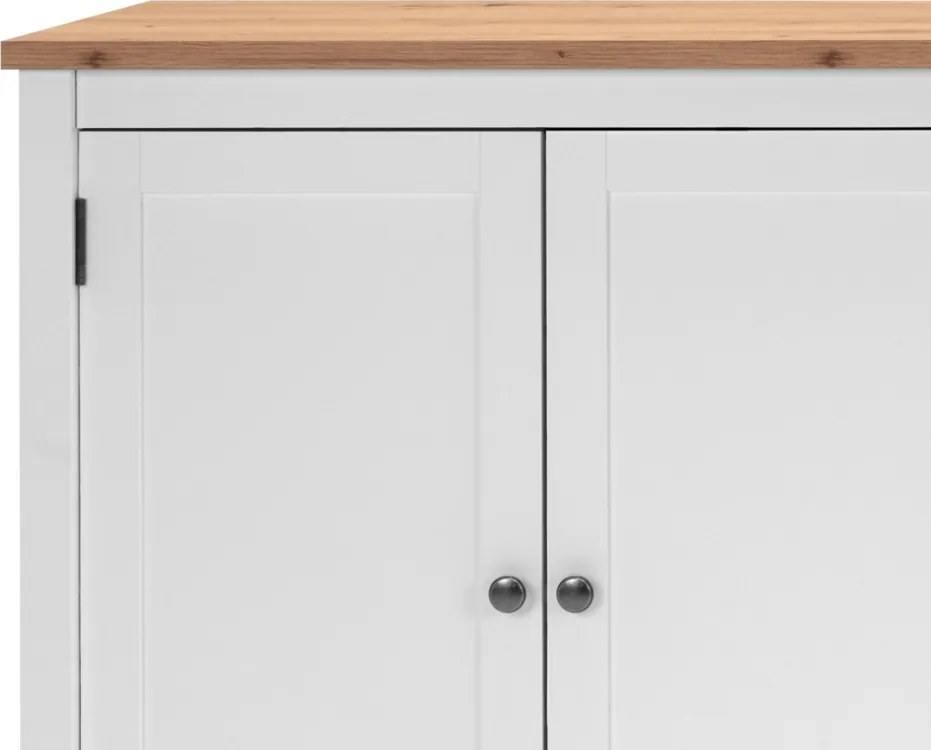 Široká úložná komoda Bergen, biela/dub artisan