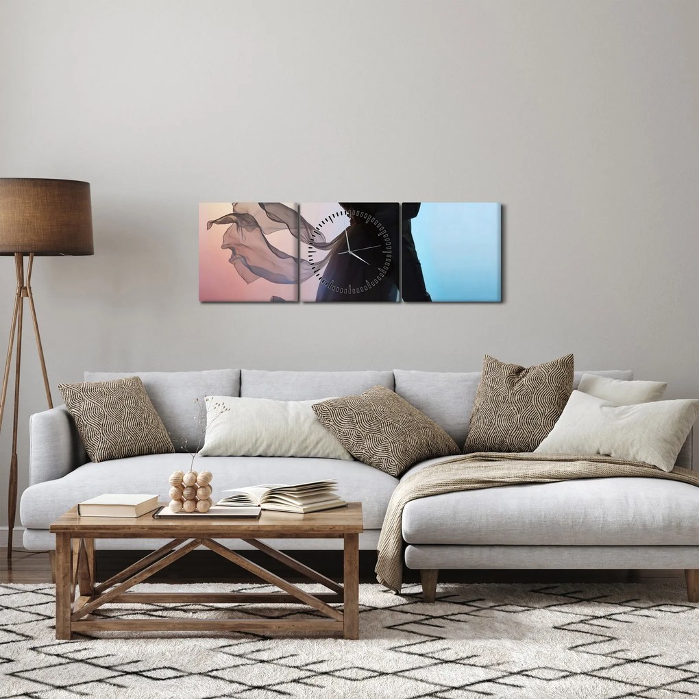 Obraz - Tanečný pár (s hodinami) (90x30 cm)