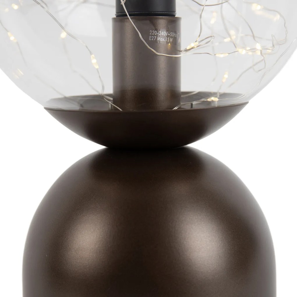 Stolná lampa Hotel Chic tmavý bronz s čírym sklom vrátane svetelnej šnúry E27 - Pallon Trend