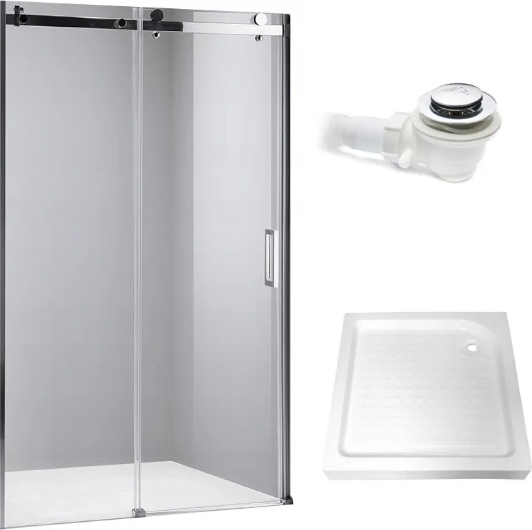 BPS-koupelny Posuvné sprchové dvere HYD-PD03B 100 chróm/transparent pre inštaláciu do niky + vanička HYD-OSV-SXL03C 100x80 biela