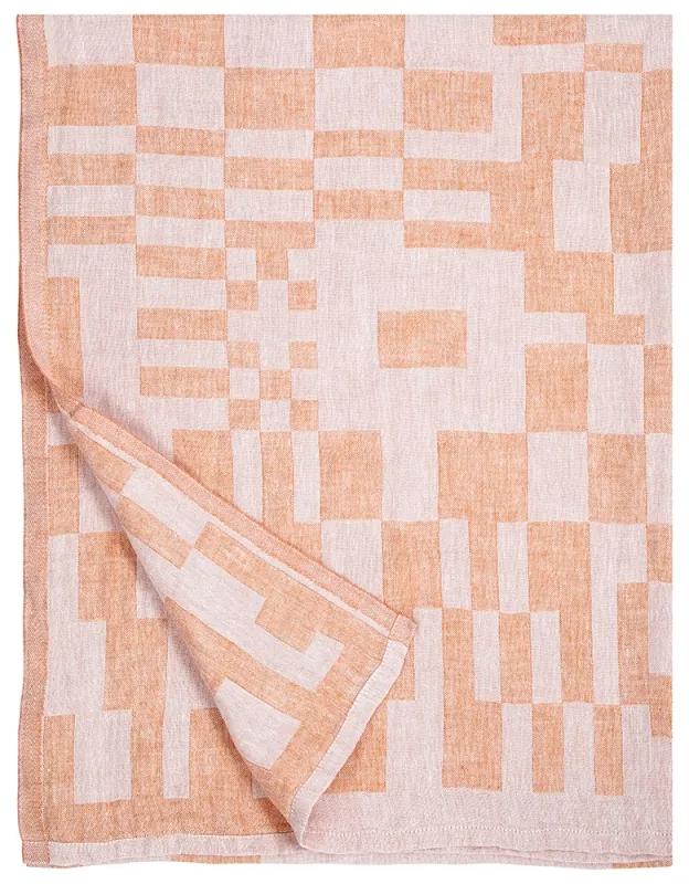 Ľanový uterák Koodi, oranžovo-ružový, Rozmery  48x70 cm