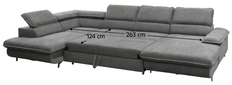 Sedacia súprava v tvare U, sivá, ľavá, MANTY U