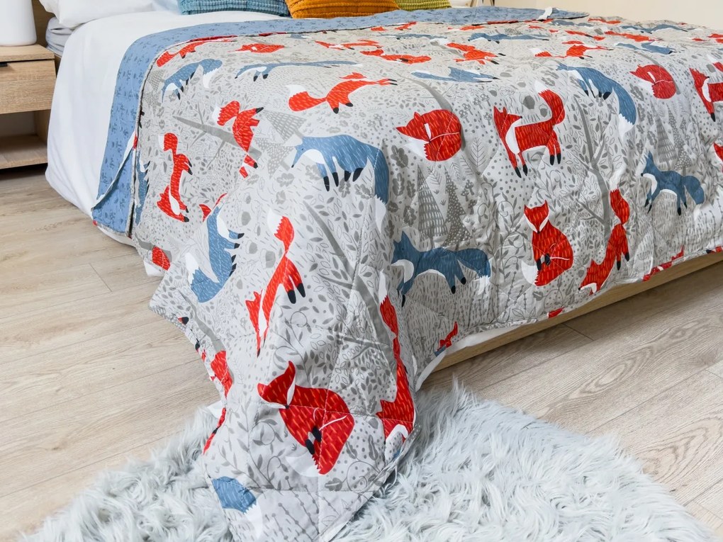 Prehoz na posteľ FOXIVA sivý, 100% bavlna Rozmer: 170 x 210 cm