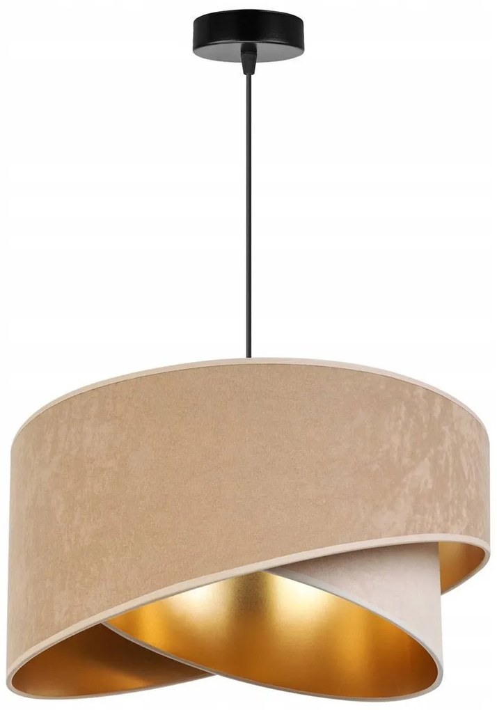 Závesné svietidlo Mediolan, 1x béžové/krémové/zlaté textilné tienidlo