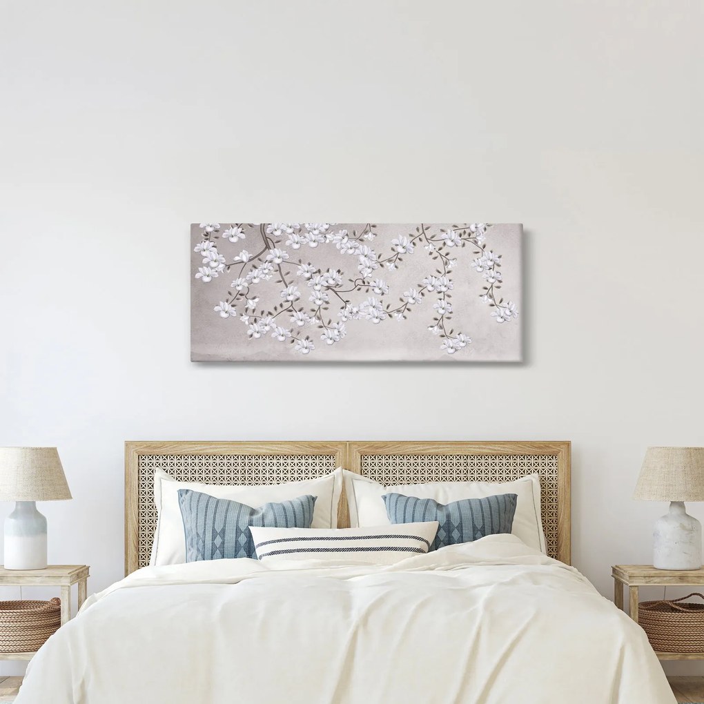 Obraz - Kvety v šedivej krajine (120x50 cm)