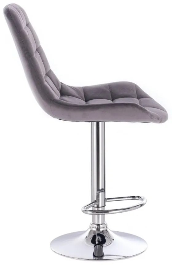 LuxuryForm DESIGN Barová stolička PARIS VELUR na striebornom tanieri - šedá