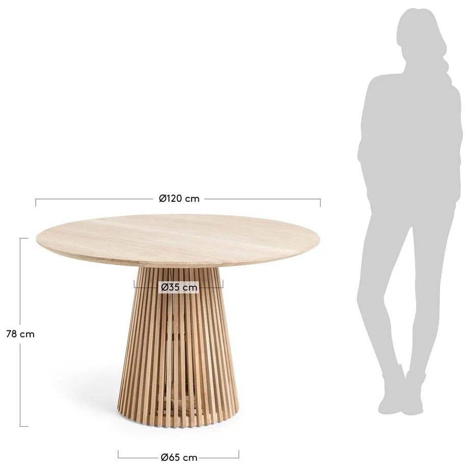 Jedálenský stôl z teakového dreva Kave Home Irune, ø 120 cm