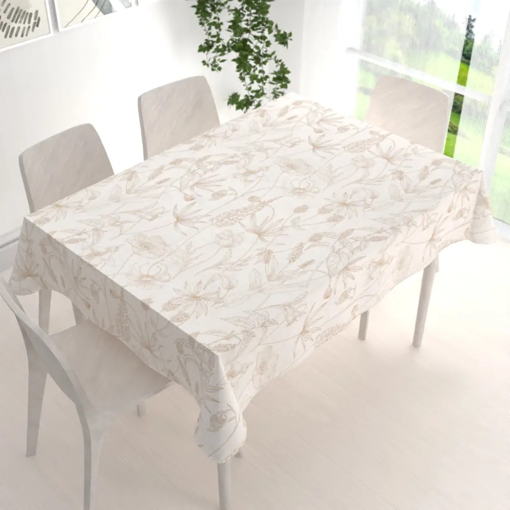 Biante Bavlnený obdĺžnikový obrus Sandra SA-425 Hnedé listy na smotanovom 80x120 cm