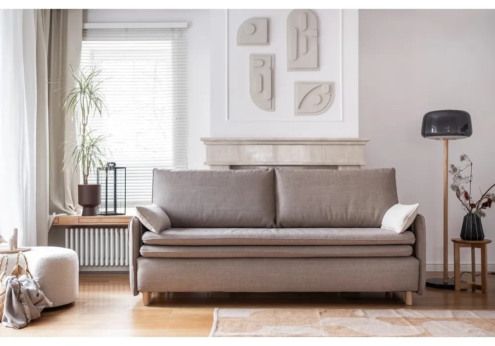 Svetlohnedá rozkladacia pohovka 207 cm Simon – Miuform