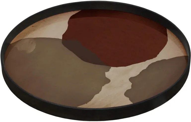 Ethnicraft Podnos Glass Tray Round L, overlapping dots
