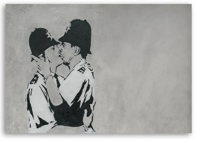 Gario Obraz na plátne Bozkávanie policajtov, Banksy nástenná maľba Rozmery: 120 x 80 cm