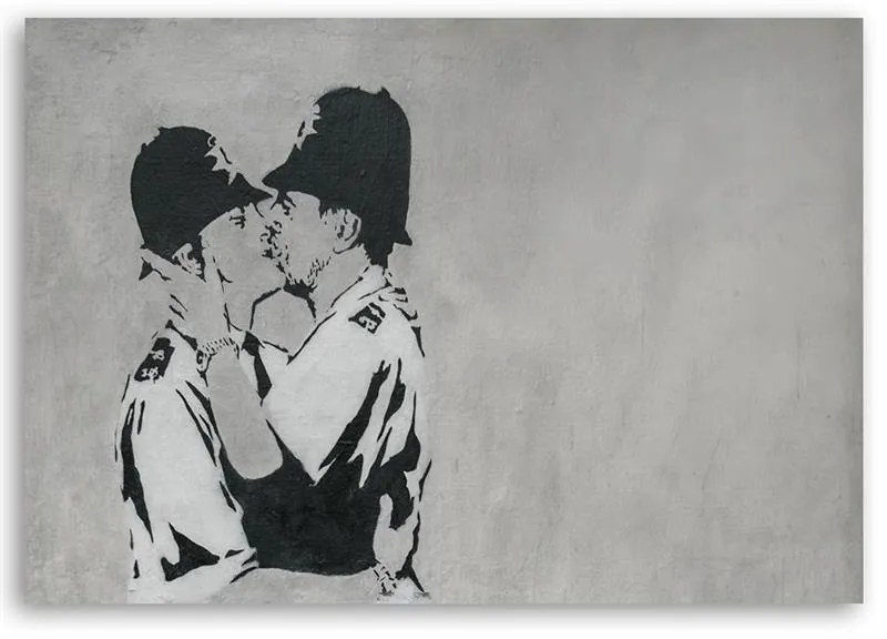 Gario Obraz na plátne Bozkávanie policajtov, Banksy nástenná maľba Rozmery: 60 x 40 cm