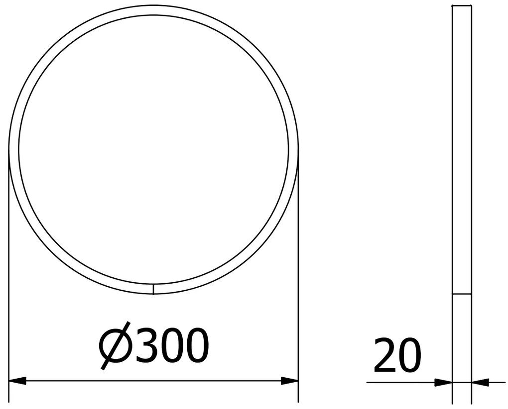 Mexen Loft, okrúhle kúpeľňové zrkadlo 30 cm, farba rámu biela, 9850-030-030-000-20