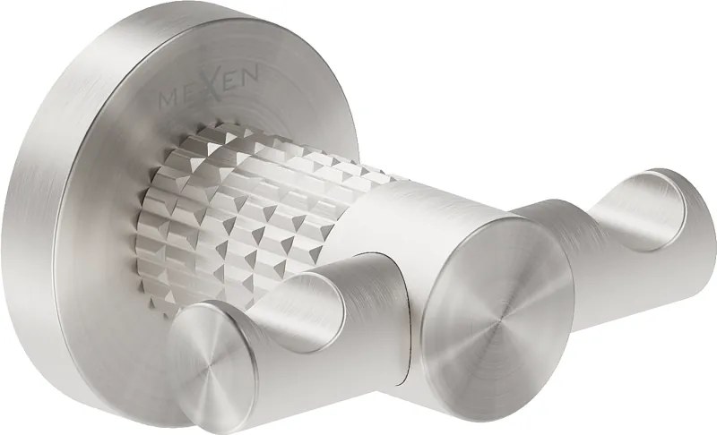 Mexen Triv, nástenný dvojitý háčik na uteráky, brúsená oceľ, 70A33012-97