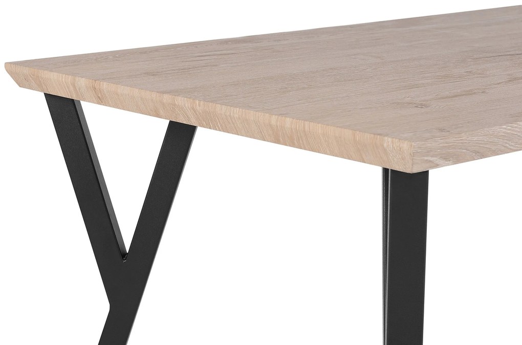 Jedálenský stôl 140 x 80 cm svetlé drevo/čierna BRAVO Beliani