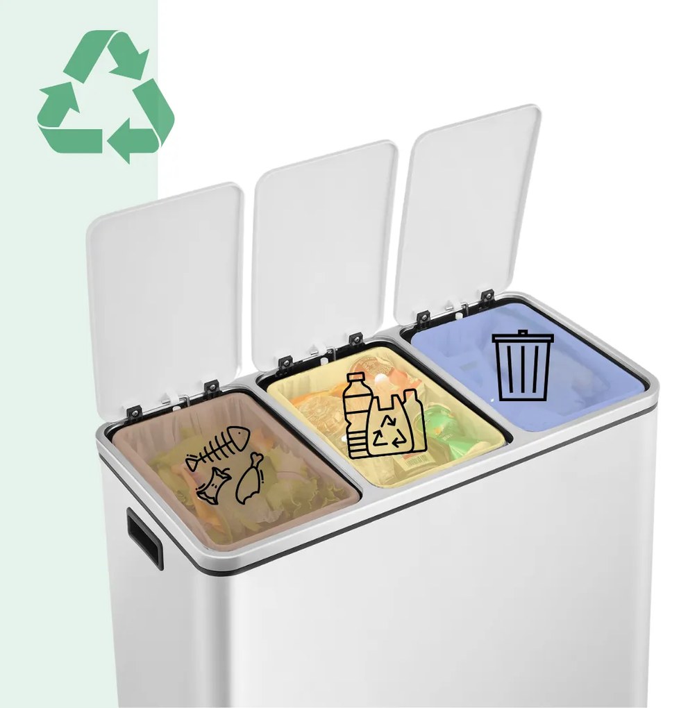 Kôš na separovanie odpadu SORT 54l (3x18 l) + vrecia na odpadky, biela Jurhan