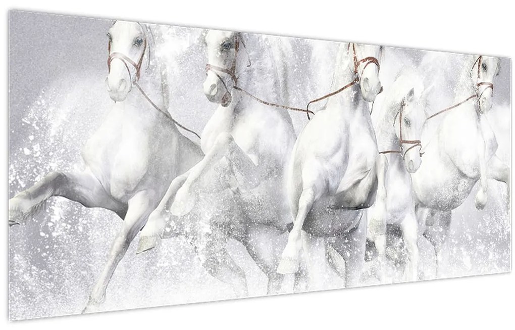 Obraz - Ilustrácie závodných koní (120x50 cm)