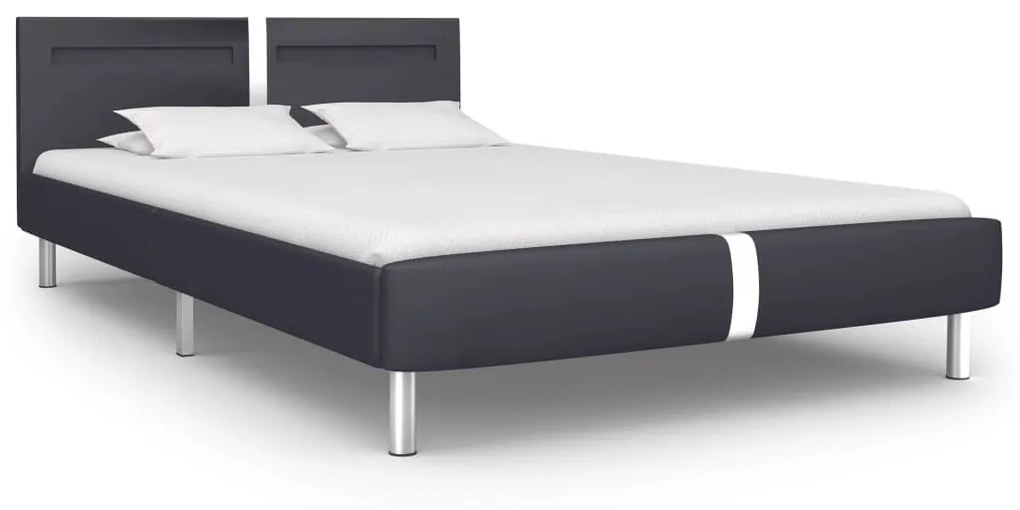vidaXL Posteľný rám s LED, čierny, umelá koža 120x200 cm