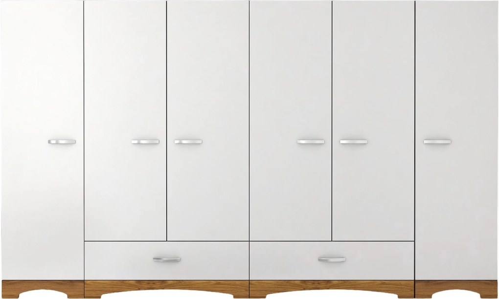 Šatníková skriňa Juraj 243 cm biela/orech