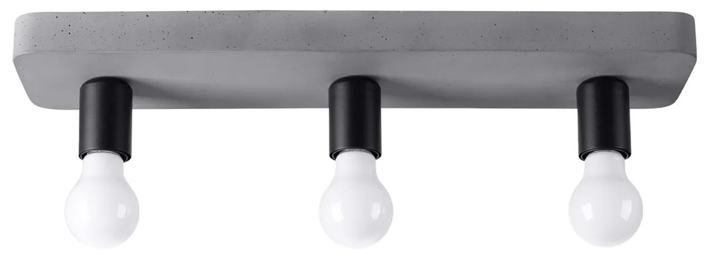 Stropné svietidlo Tavo 3, čierne telo svietidla, betón