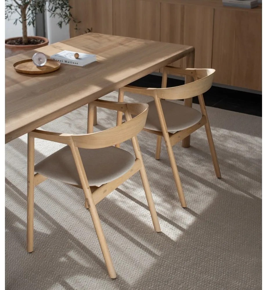 Jedálenská stolička z masívneho dubového dreva so sivým sedadlom Gazzda Muna