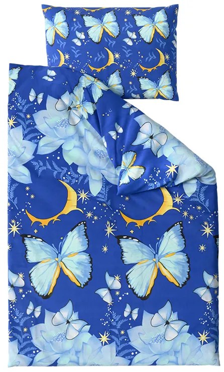 Bavlnené obliečky BLUE BUTTERFLY tmavo modré Rozmer obliečky: 2 ks 70 x 90 cm | 200 x 220 cm