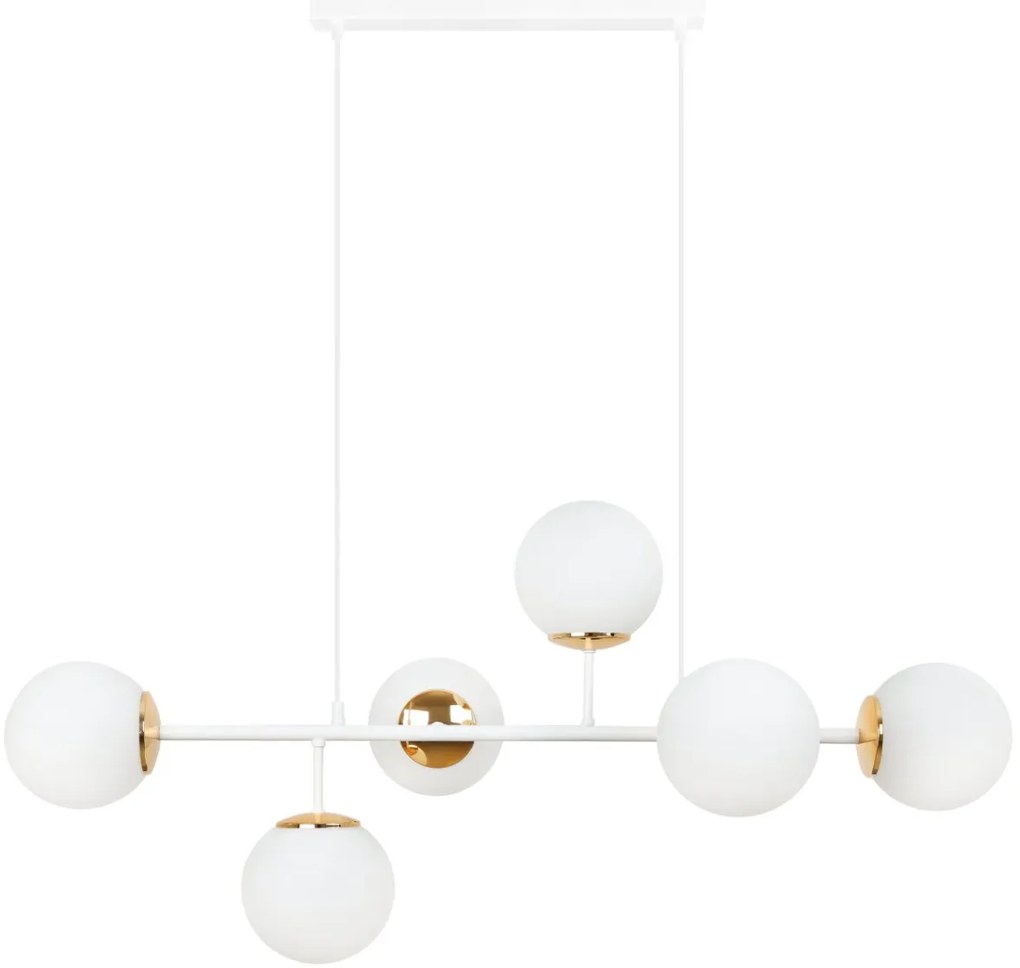 Závesne svietidlo Florence 1, 6x biele sklenené tienidlo, W/G