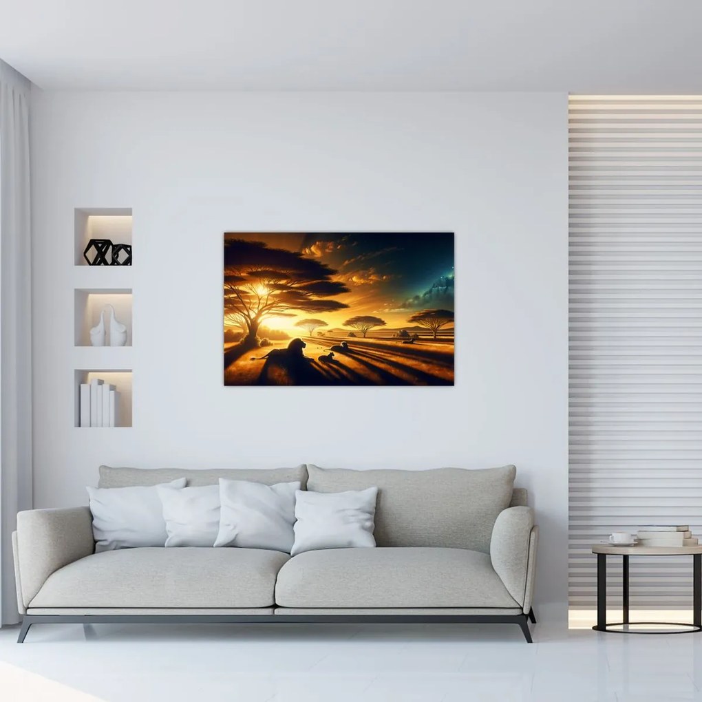 Obraz - Oddychujúce levy (90x60 cm)