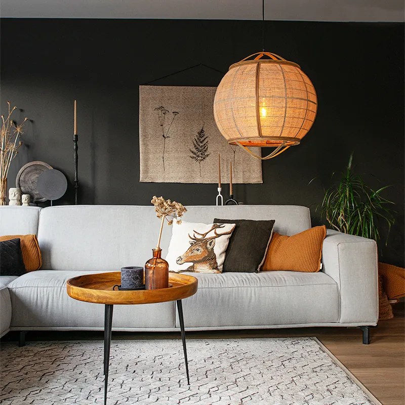 Orientálne závesné svietidlo hnedé 58 cm - Pascal