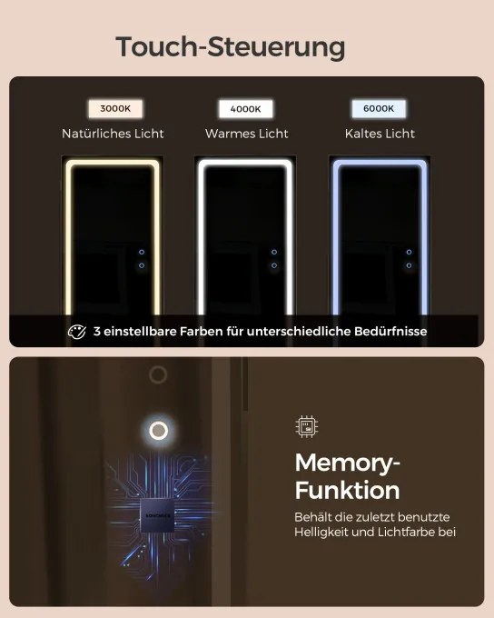 Šperkovnica so zrkadlom a LED osvetlením JJC008W03