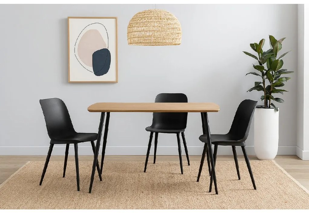 Noela Jedálenský stôl prírodný dekor s čiernou podnožou VILIS 120